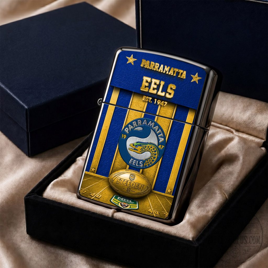 Parramatta Eels Rugby League Team Gold Striped Zippo Lighter Parramatta Eels Rugby League Team Gold Striped Zippo Lighter