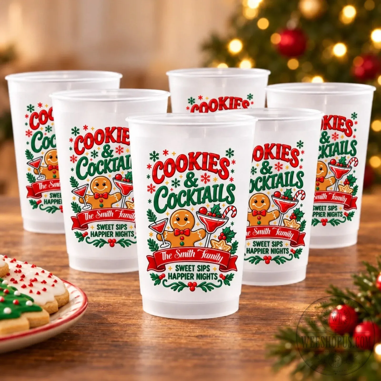 Personalized Cookies and Cocktails Christmas Frosted Drinking Glass 9 Personalized Cookies and Cocktails Christmas Frosted Drinking Glass