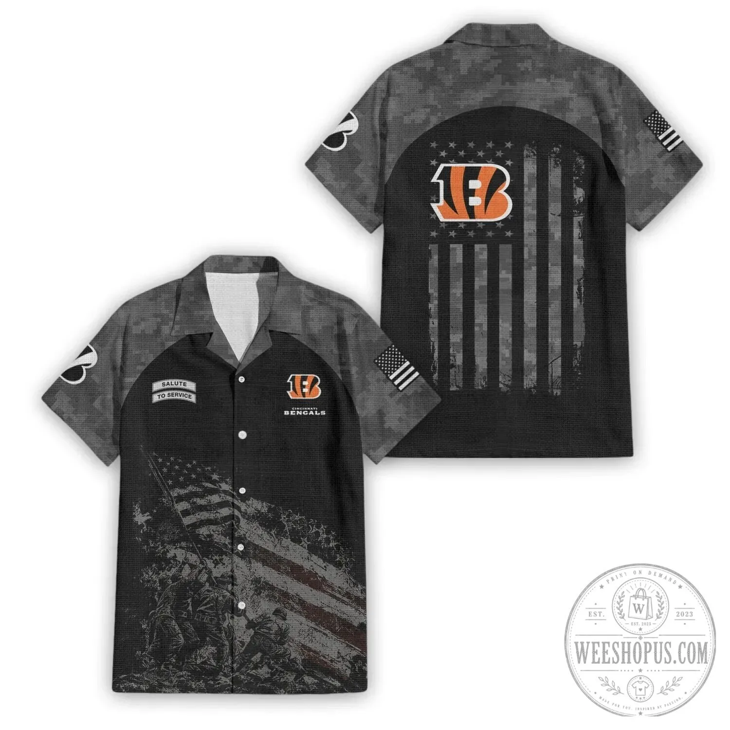 Cincinnati Bengals Salute To Service American Flag Hawaiian Shirt