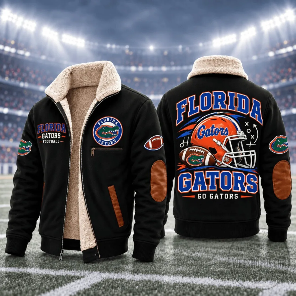 Florida Gators Football Team Logo Sherpa Lined Winter Jacket Florida Gators Football Team Logo Sherpa Lined Winter Jacket