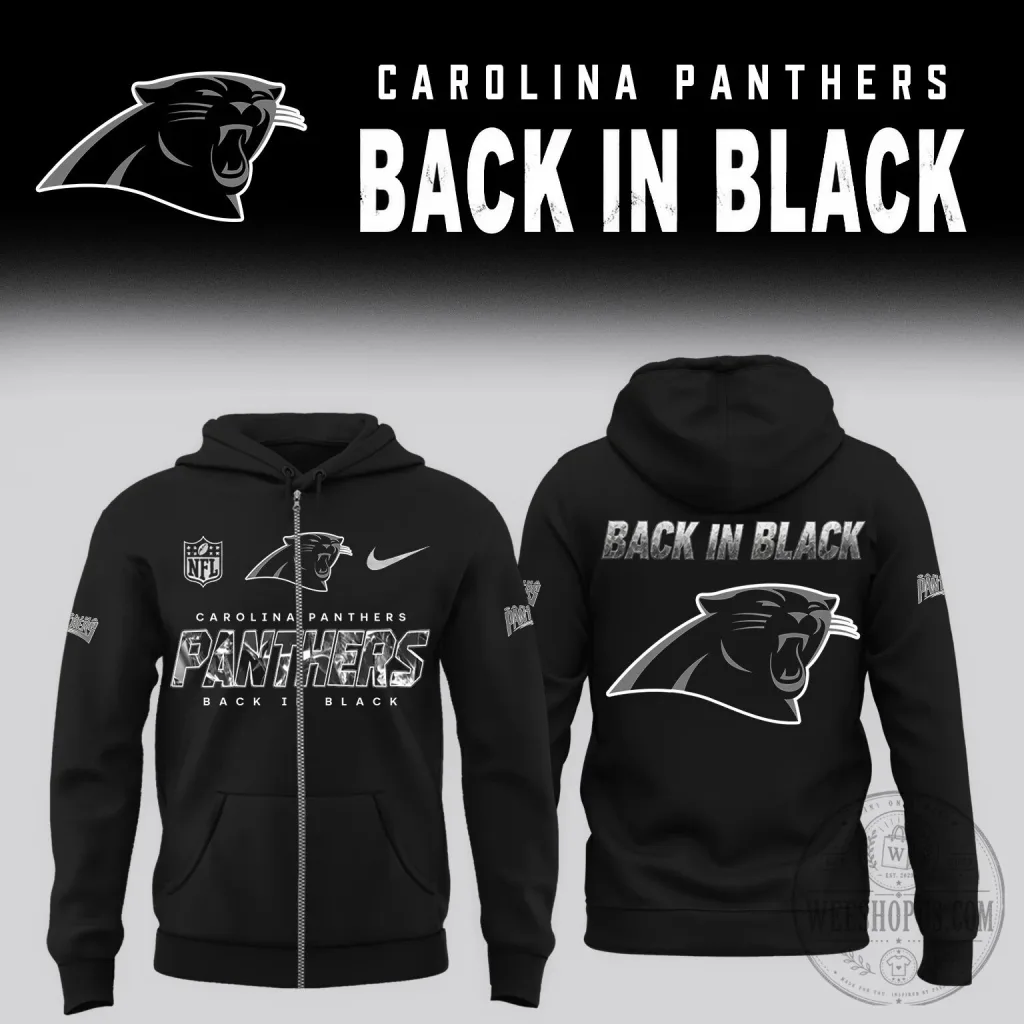 Carolina Panthers Back In Black Edition Full Zip Hoodie Carolina Panthers Back In Black Edition Full Zip Hoodie