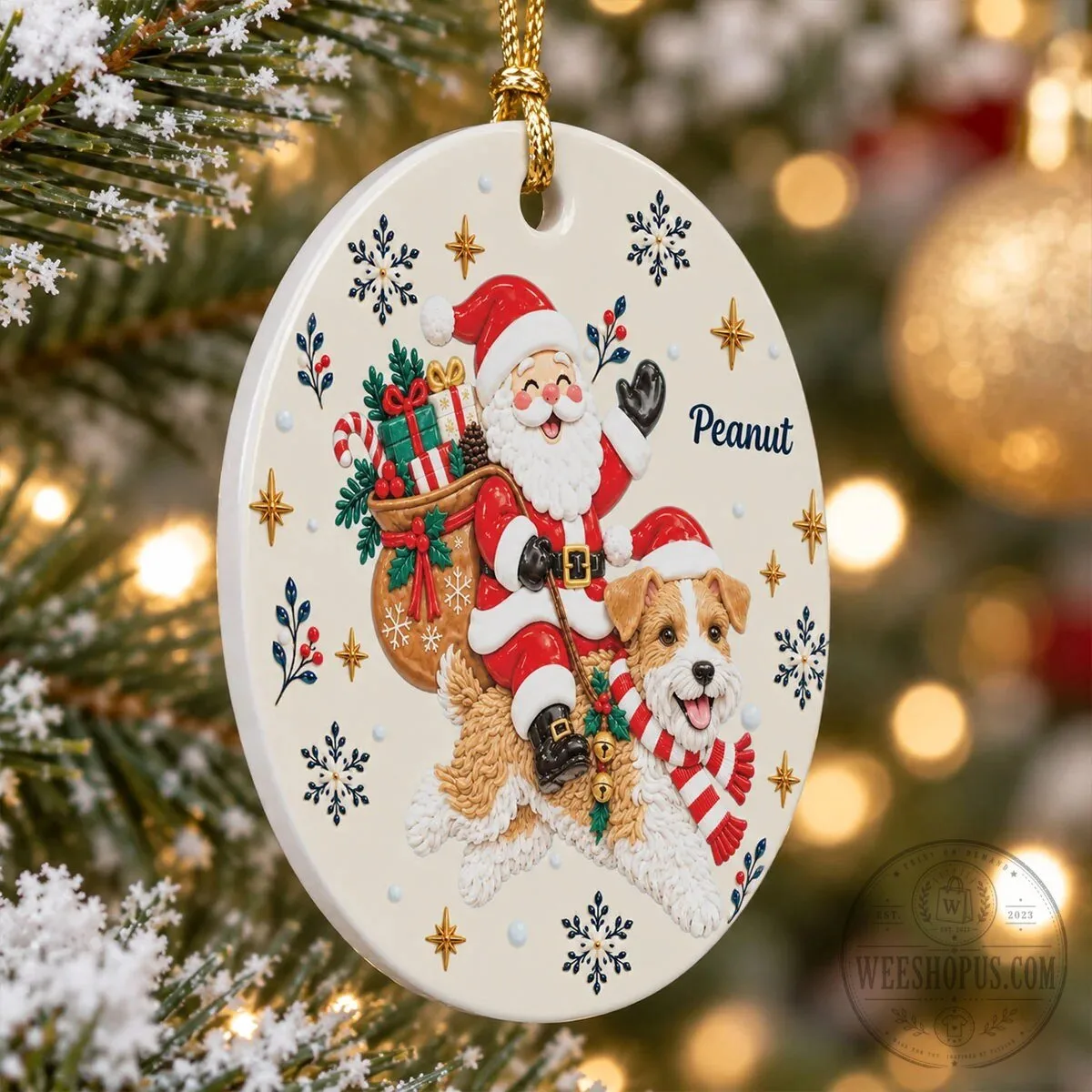 Personalized Santa Claus Riding Dog Christmas Tree Ornament 16 Personalized Santa Claus Riding Dog Christmas Tree Ornament