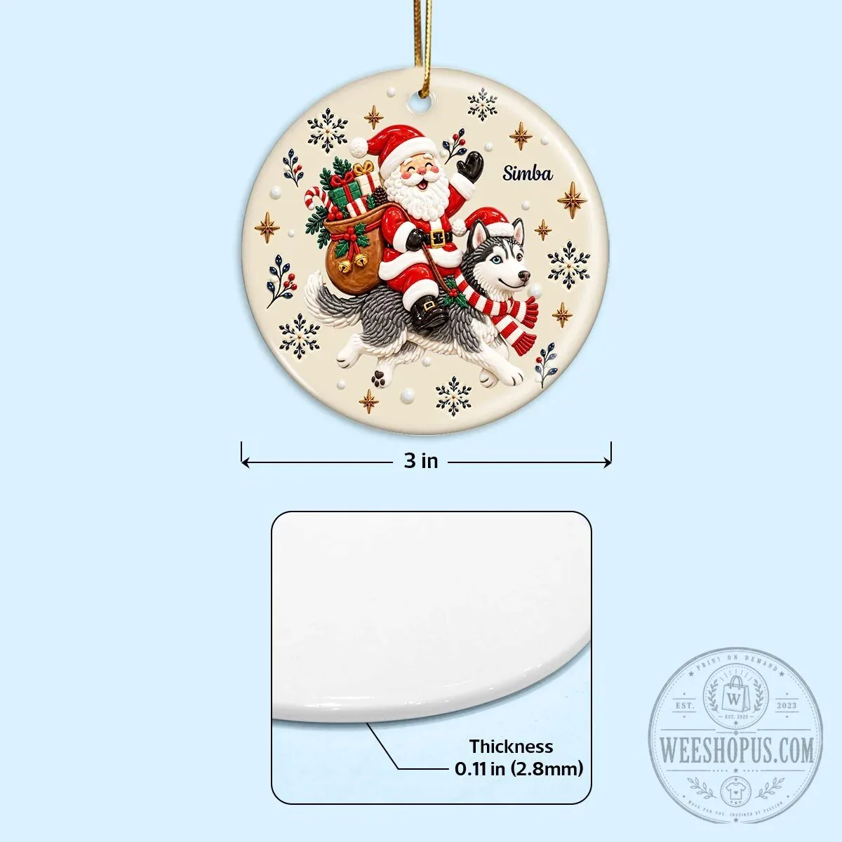 Personalized Santa Claus Riding Dog Christmas Tree Ornament 18 Personalized Santa Claus Riding Dog Christmas Tree Ornament
