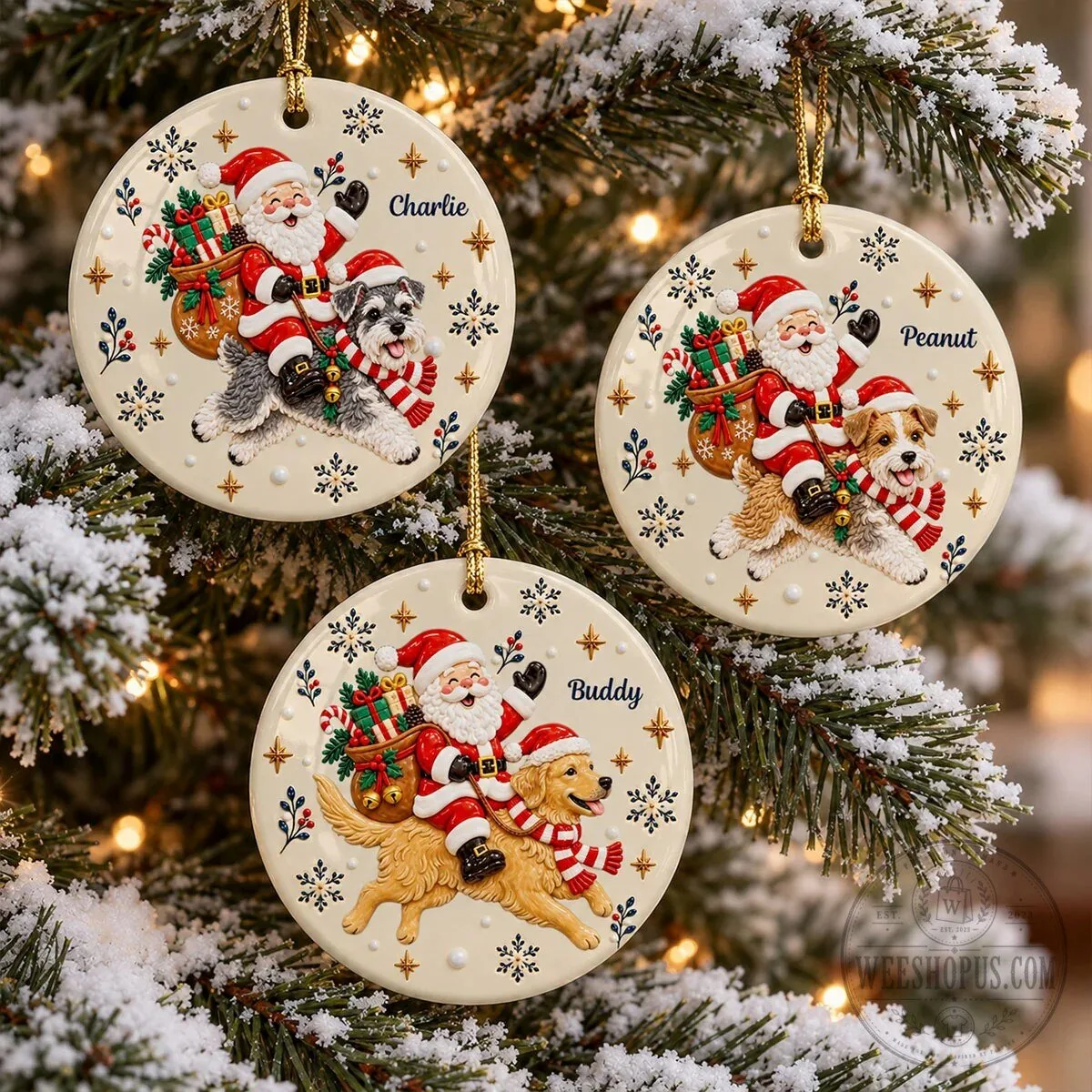 Personalized Santa Claus Riding Dog Christmas Tree Ornament 23 Personalized Santa Claus Riding Dog Christmas Tree Ornament