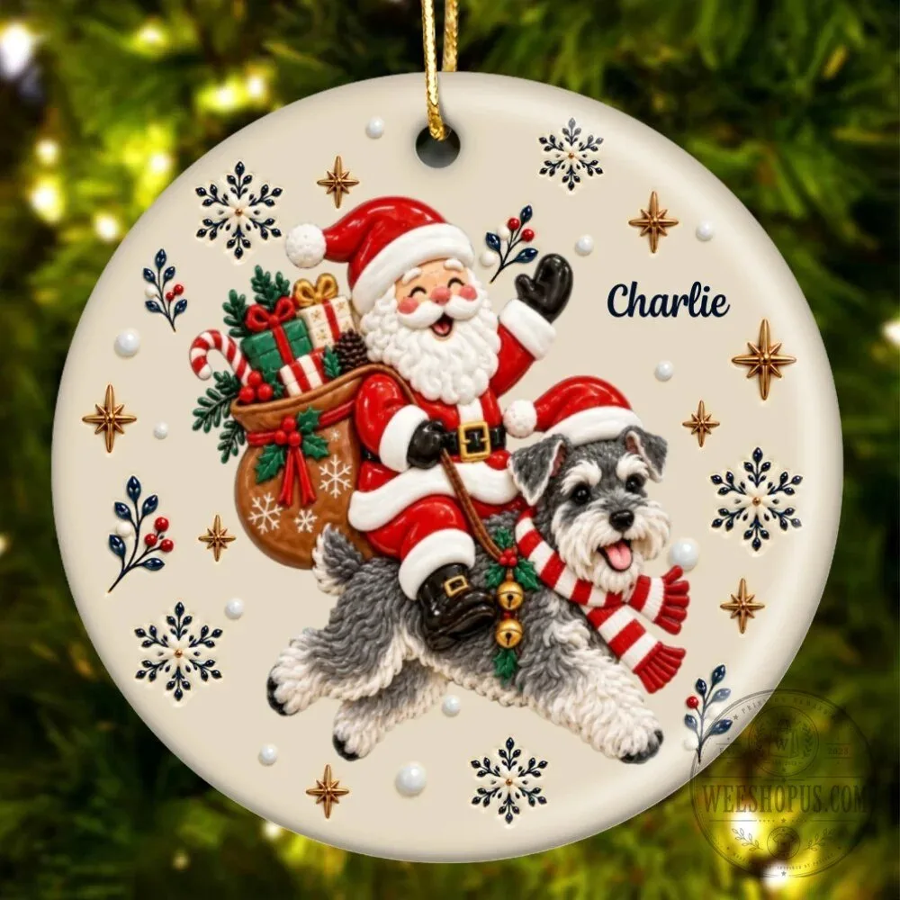 Personalized Santa Claus Riding Dog Christmas Tree Ornament 25 Personalized Santa Claus Riding Dog Christmas Tree Ornament