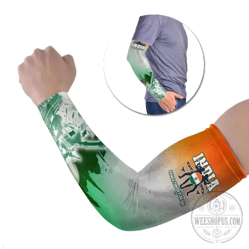 India Armed Forces Flag Day Military Indian Flag Silhouette Arm Sleeves