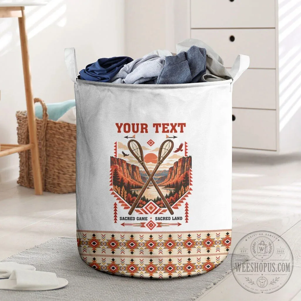 Personalized Chahta Yakni Stickball Sacred Land Native American Tribal Laundry Basket