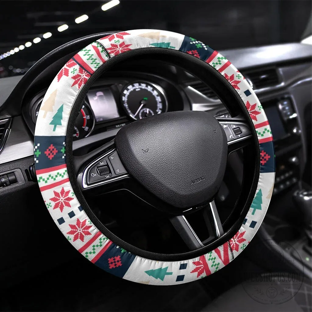 Christmas Holiday Nordic Pattern Steering Wheel Cover for Car Interior Decoration