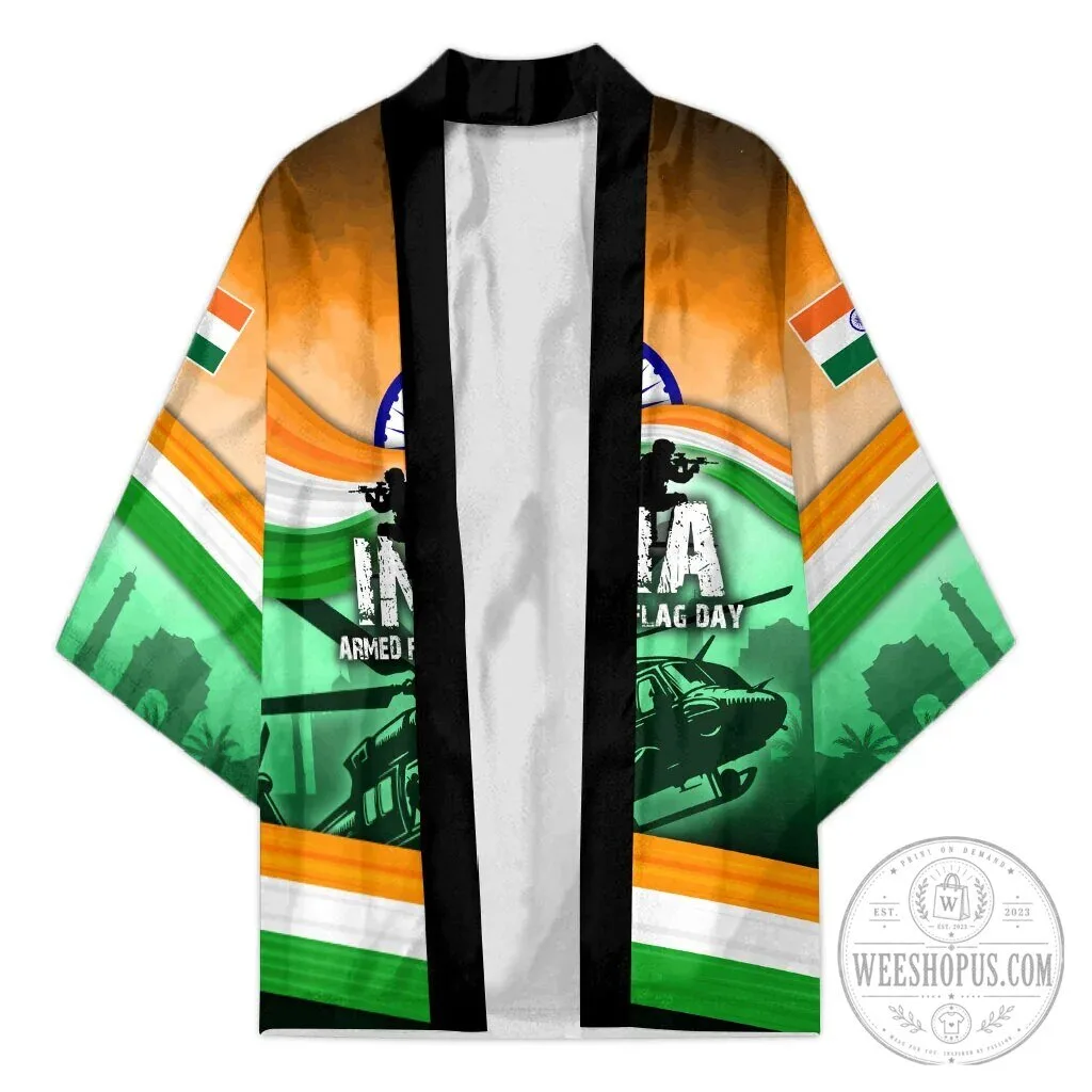 India Armed Forces Flag Day Patriotic Indian Military Kimono Jacket