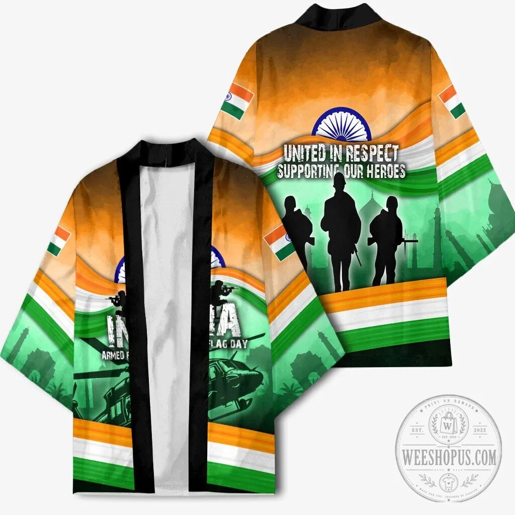 India Armed Forces Flag Day Patriotic Indian Military Kimono Jacket 12 India Armed Forces Flag Day Patriotic Indian Military Kimono Jacket