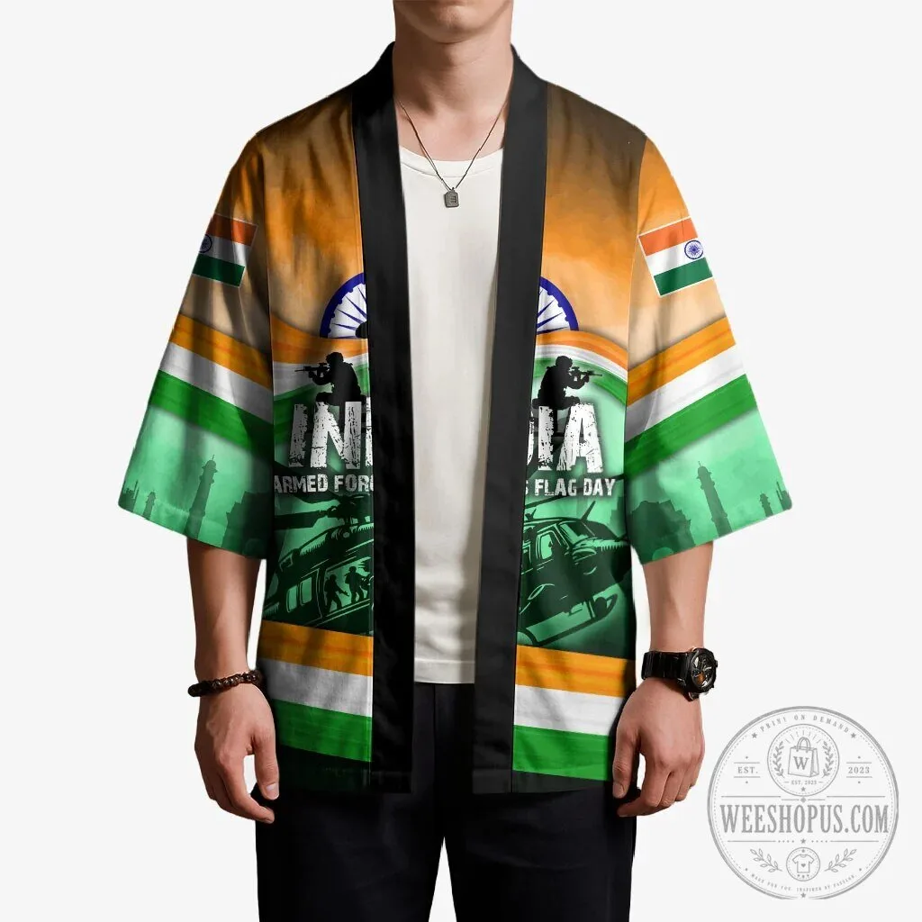 India Armed Forces Flag Day Patriotic Indian Military Kimono Jacket 13 India Armed Forces Flag Day Patriotic Indian Military Kimono Jacket
