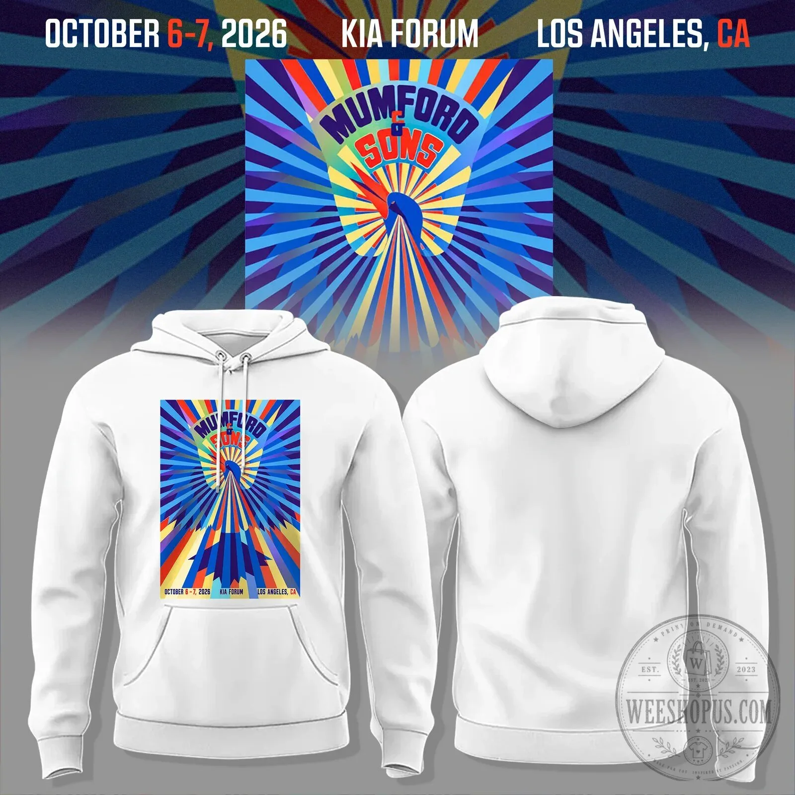Mumford and Sons Prizefighter Tour 2026 Kia Forum Los Angeles Hoodie 2 Mumford and Sons Prizefighter Tour 2026 Kia Forum Los Angeles Hoodie