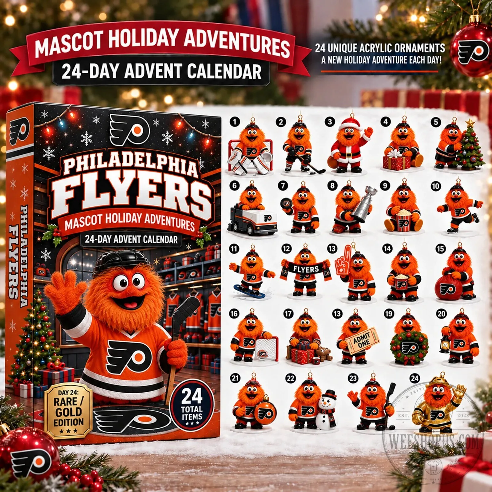 Philadelphia Flyers Gritty Mascot Holiday Adventures 24-Day Advent Calendar