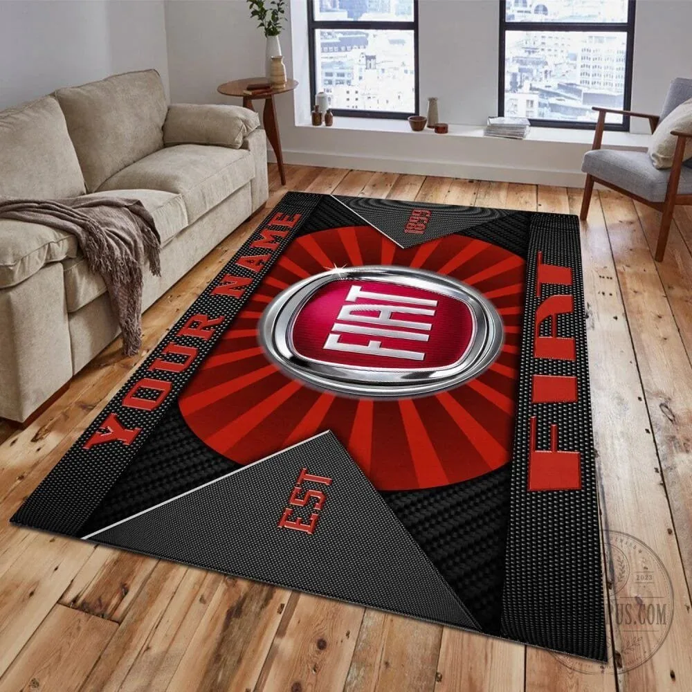 Personalized Fiat Car Logo Custom Name Welcome Floor Mat