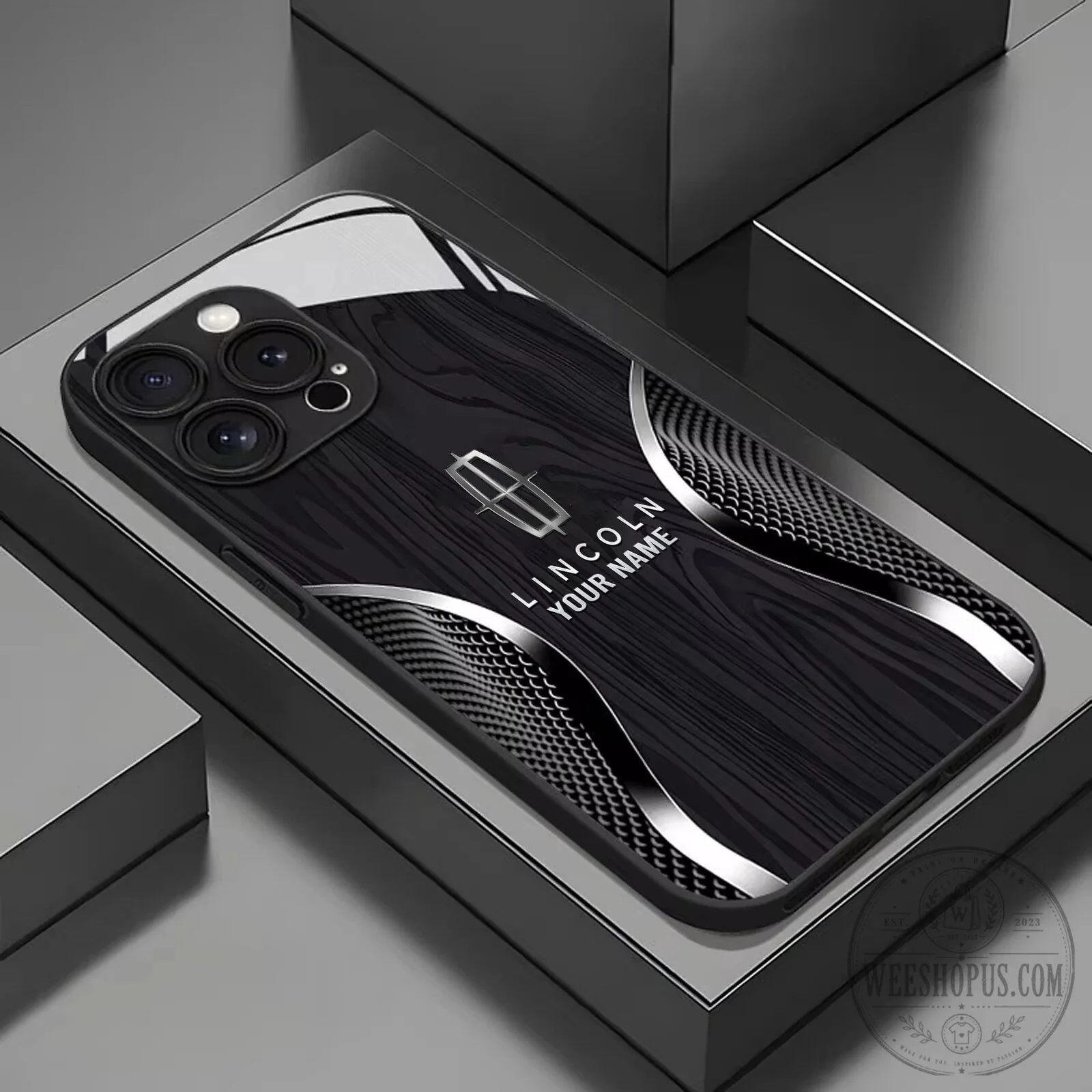 Lincoln Car Logo Custom Name Black Wood Grain Pattern iPhone Phone Case 10 Lincoln Car Logo Custom Name Black Wood Grain Pattern iPhone Phone Case