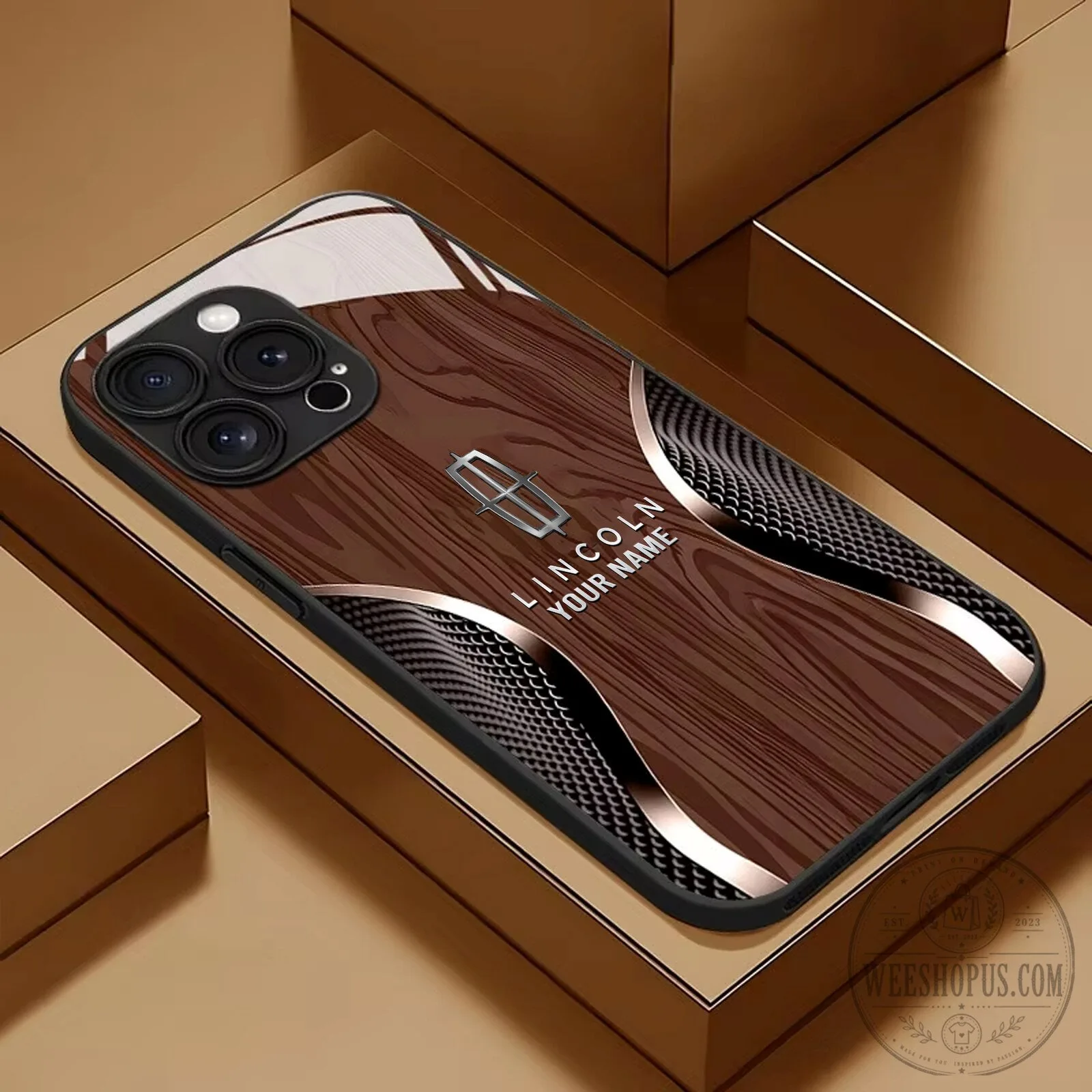Lincoln Car Logo Custom Name Black Wood Grain Pattern iPhone Phone Case 12 Lincoln Car Logo Custom Name Black Wood Grain Pattern iPhone Phone Case