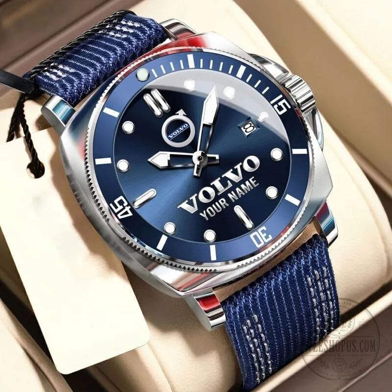 Volvo Personalized Custom Name Blue Dial Sport Watch for Men 3 Volvo Personalized Custom Name Blue Dial Sport Watch for Men