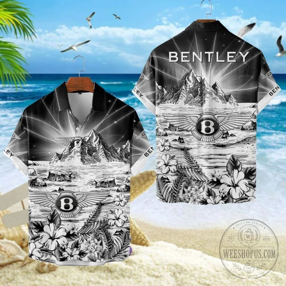 Bentley Motors Black and White Mountain Tropical Summer Hawaiian Shirt 14 Bentley Motors Black and White Mountain Tropical Summer Hawaiian Shirt