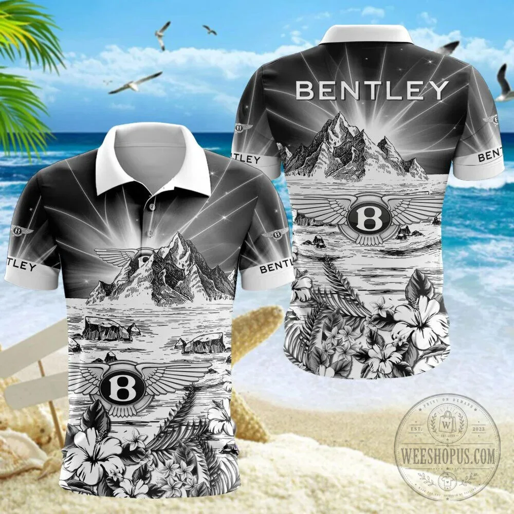 Bentley Motors Black and White Mountain Tropical Summer Hawaiian Shirt 18 Bentley Motors Black and White Mountain Tropical Summer Hawaiian Shirt