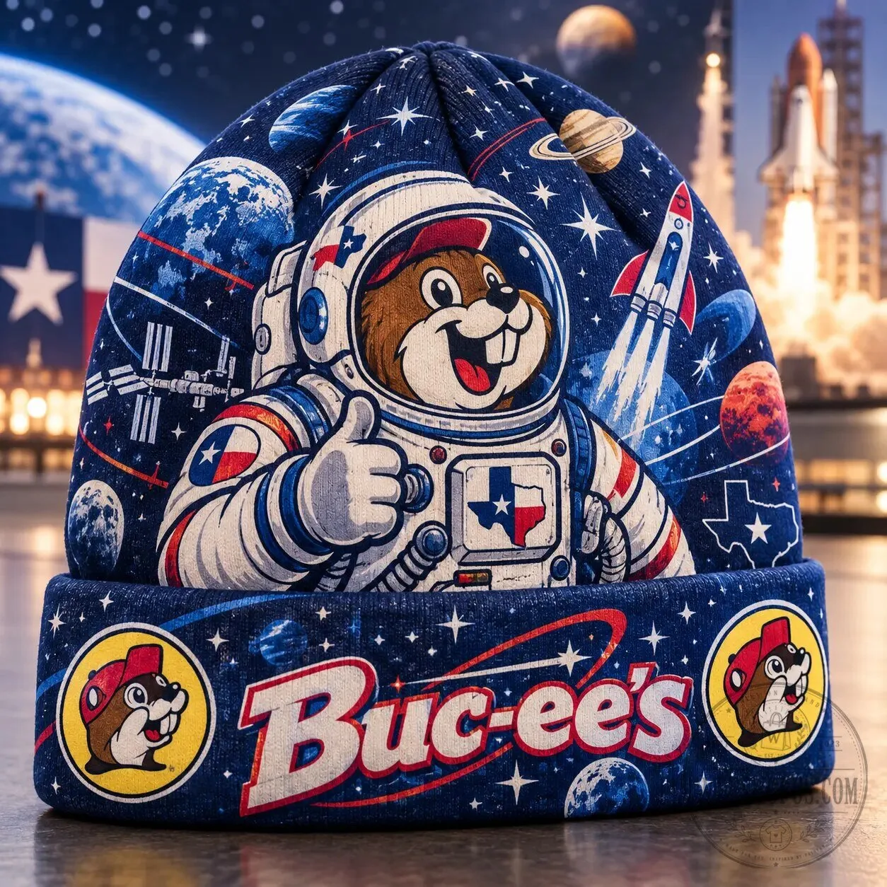 Buc-ee's Astronaut Beaver Space Rocket Texas Flag Knit Beanie Cap Hat 5 Buc-ee's Astronaut Beaver Space Rocket Texas Flag Knit Beanie Cap Hat