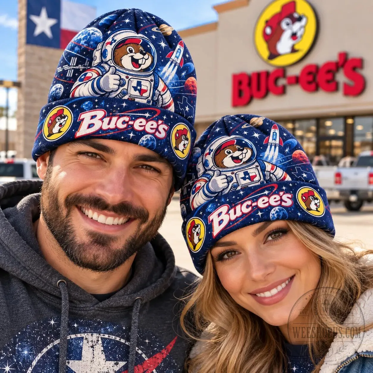 Buc-ee's Astronaut Beaver Space Rocket Texas Flag Knit Beanie Cap Hat 7 Buc-ee