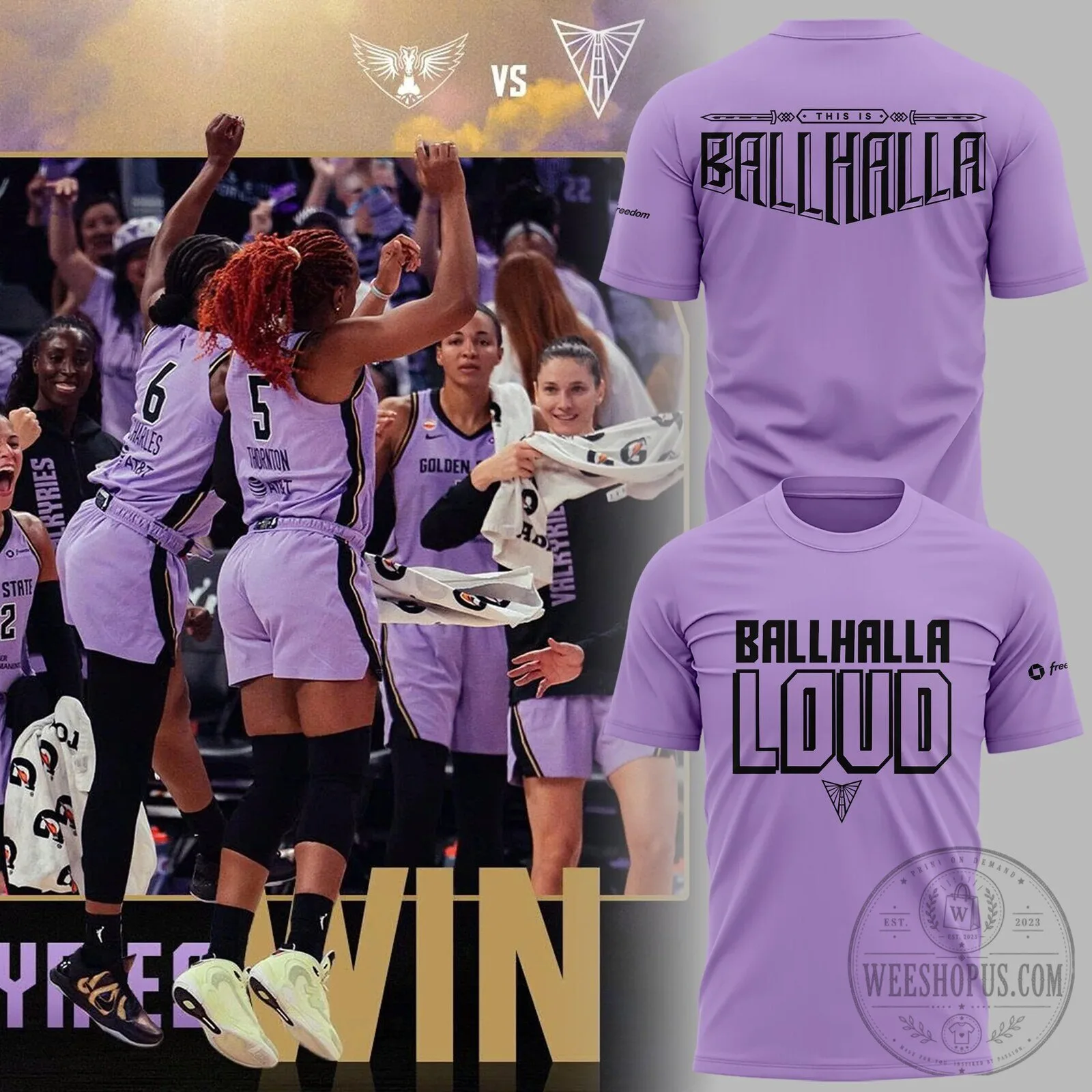 Ballhalla Loud T-Shirt for Golden State Valkyries Basketball Fans