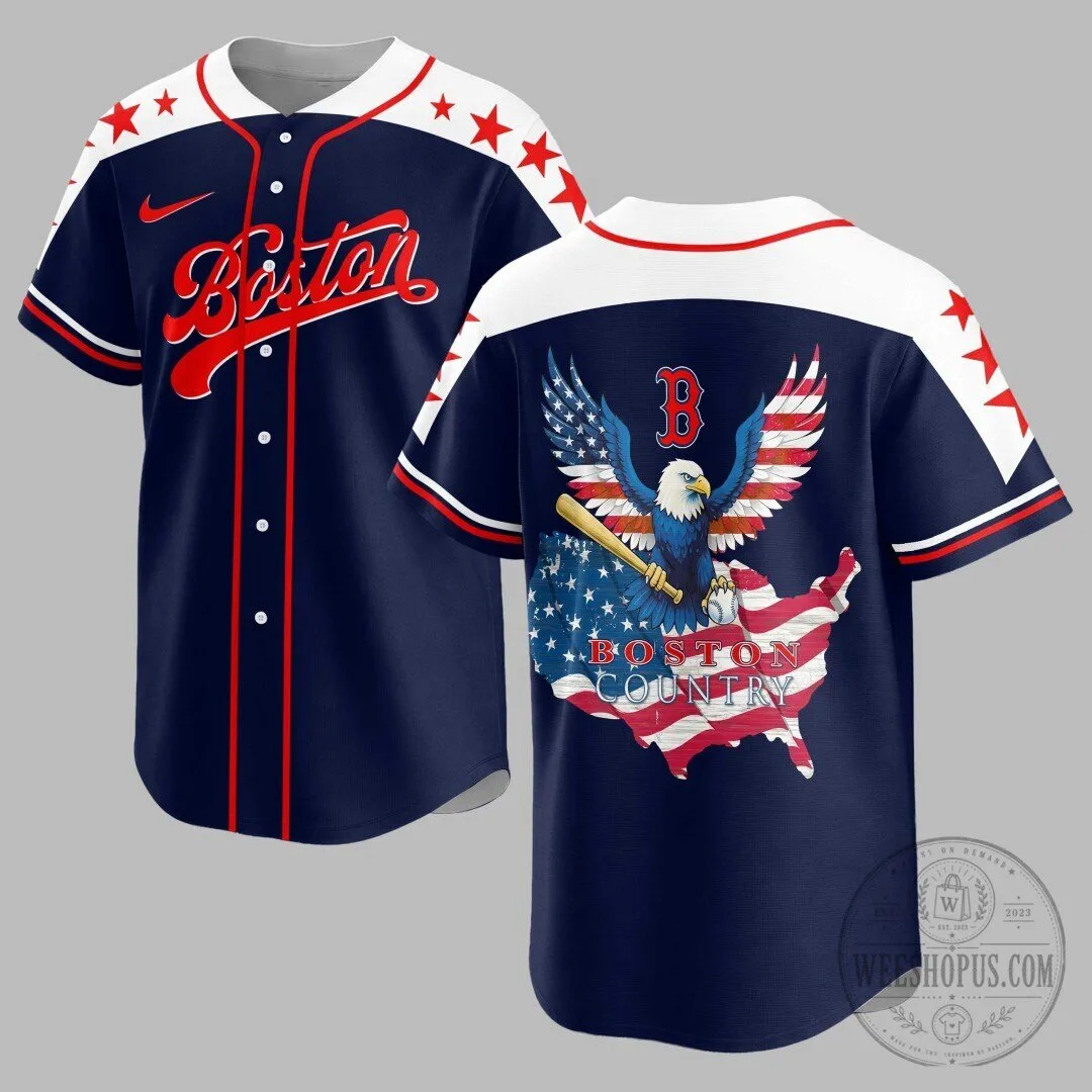 Boston Red Sox American Flag Eagle Baseball Jersey