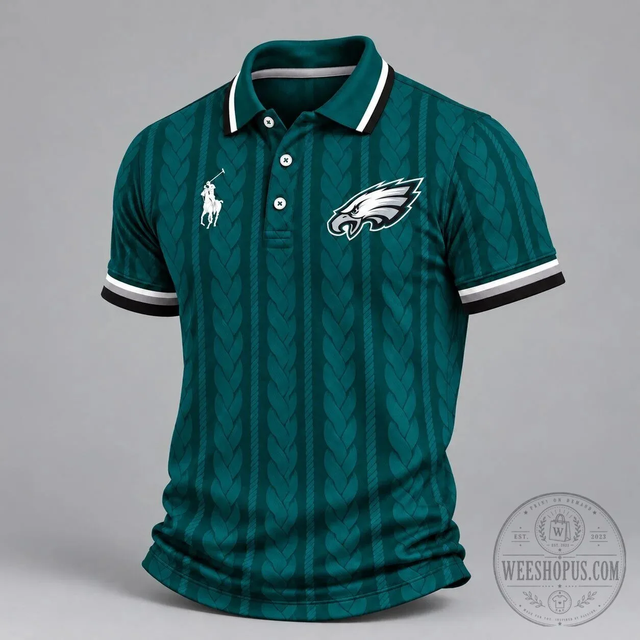 Philadelphia Eagles NFL Football Team Knitted Pattern Short Sleeve Polo Shirt 1 Philadelphia Eagles NFL Football Team Knitted Pattern Short Sleeve Polo Shirt