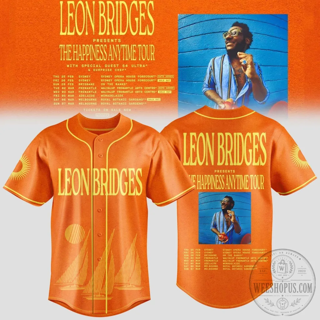 2027 Edition Baseball Jersey from Leon Bridges' The Happiness Anytime Tour 2027 Edition Baseball Jersey from Leon Bridges' The Happiness Anytime Tour