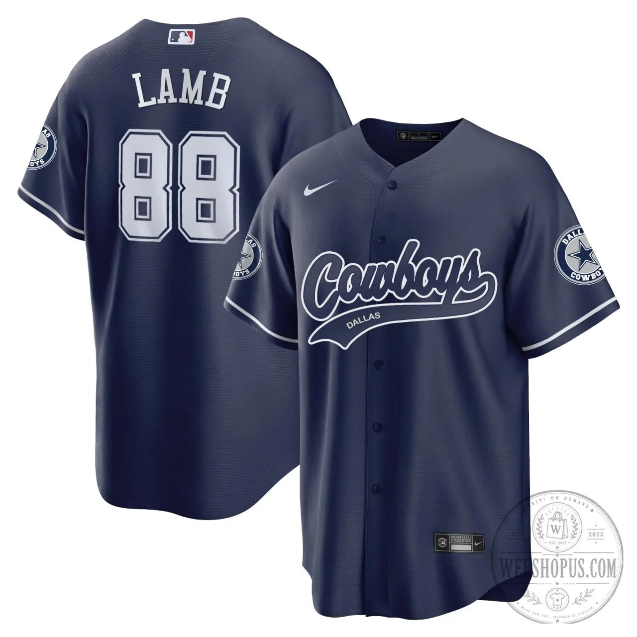 CeeDee Lamb Dallas Cowboys Navy Blue Baseball Jersey