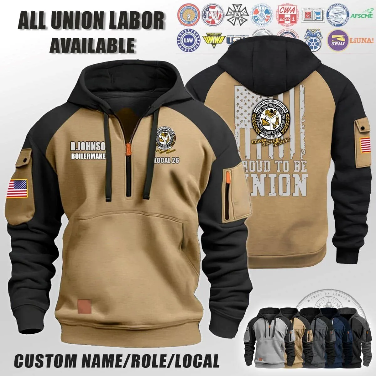International Brotherhood of Boilermakers Union American Flag Hoodie 11 International Brotherhood of Boilermakers Union American Flag Hoodie
