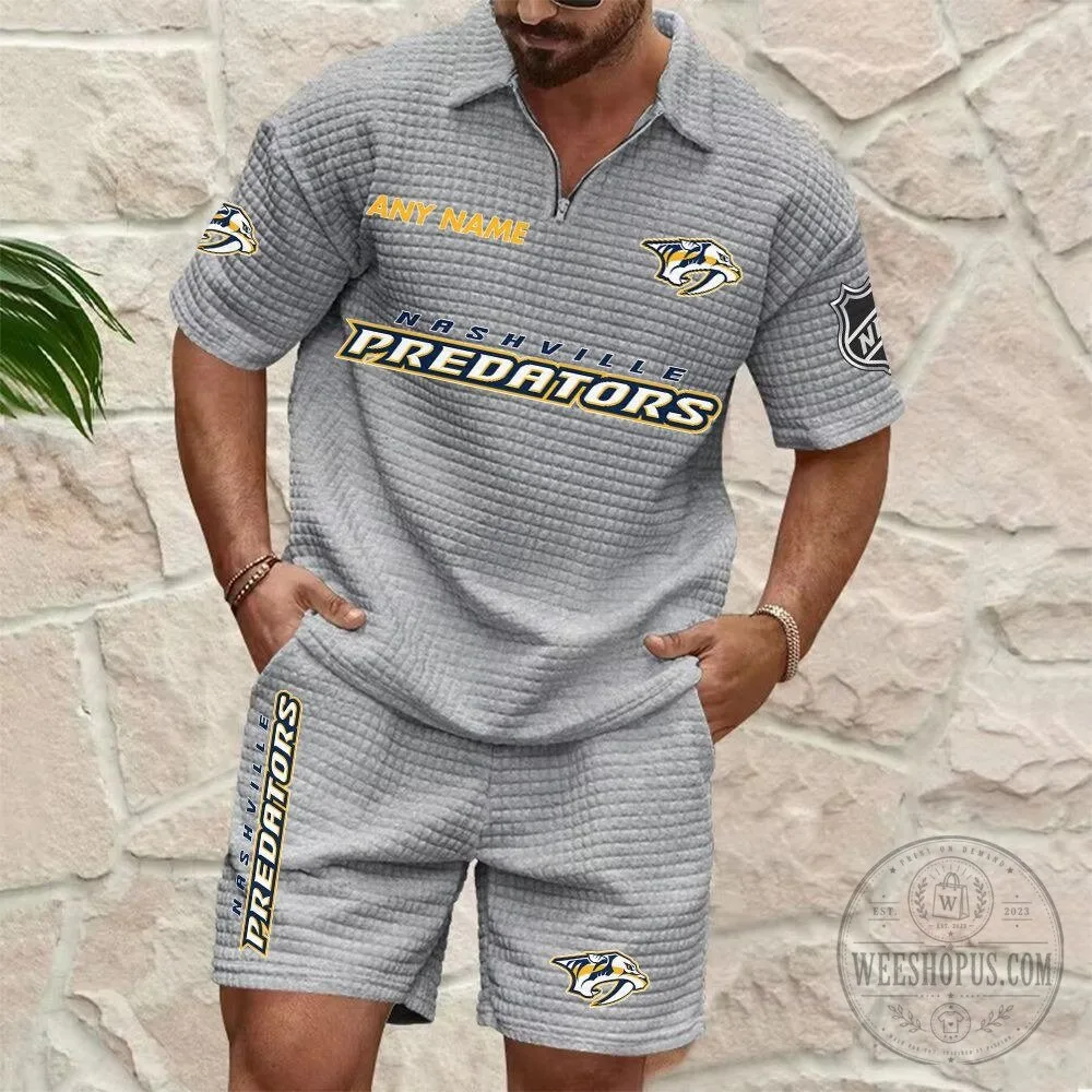 Nashville Predators Personalized Name Waffle Knit Polo Shirt and Shorts Set 11 Nashville Predators Personalized Name Waffle Knit Polo Shirt and Shorts Set