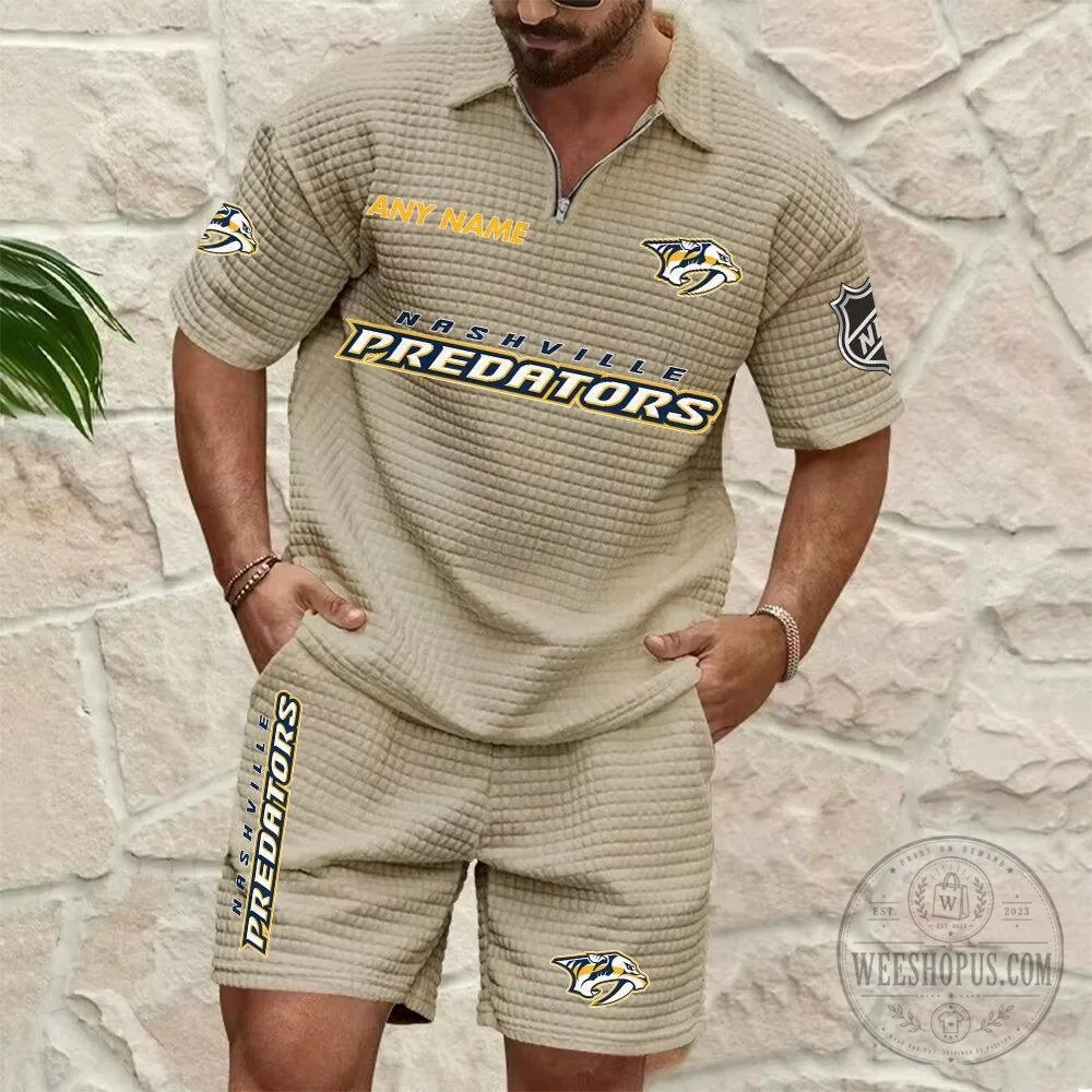 Nashville Predators Personalized Name Waffle Knit Polo Shirt and Shorts Set 13 Nashville Predators Personalized Name Waffle Knit Polo Shirt and Shorts Set