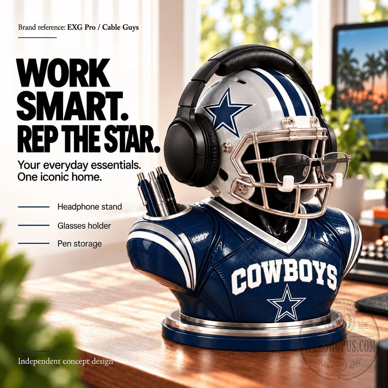 Dallas Cowboys Football Helmet Headphone Stand Desk Organizer