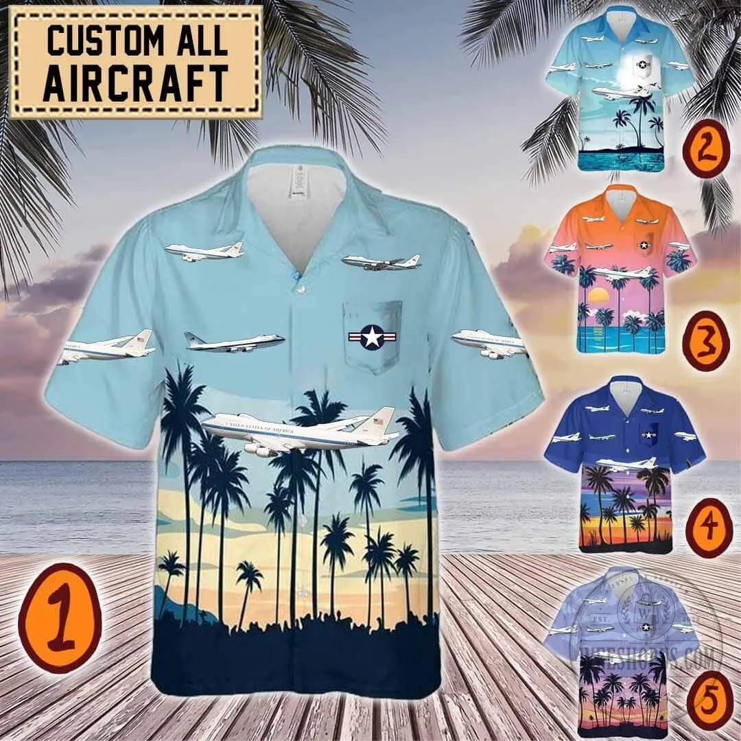 Boeing E-4B Nightwatch Aircraft Hawaiian Shirt 1 Boeing E-4B Nightwatch Aircraft Hawaiian Shirt