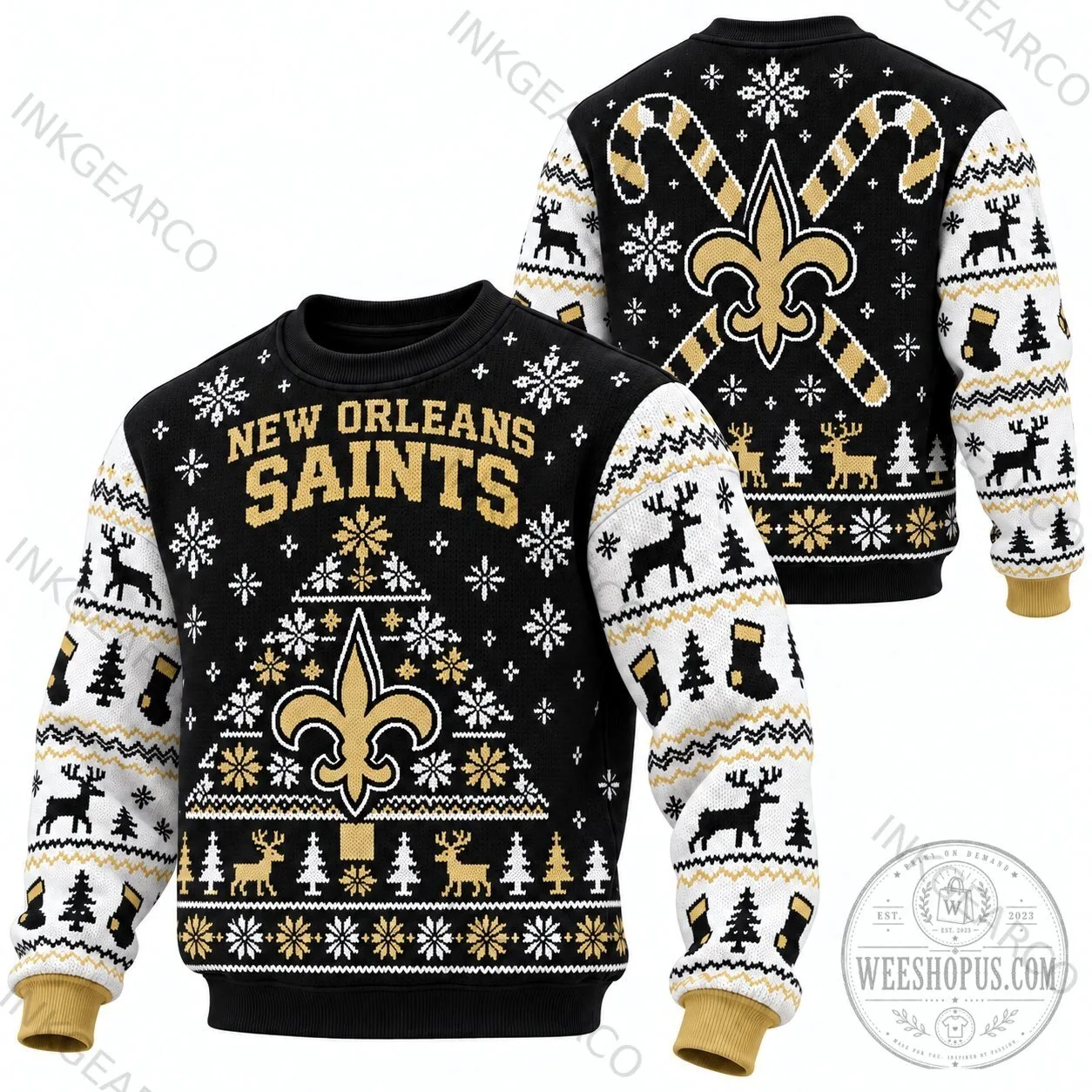 New Orleans Saints Christmas Tree Holiday Ugly Sweater Sweatshirt