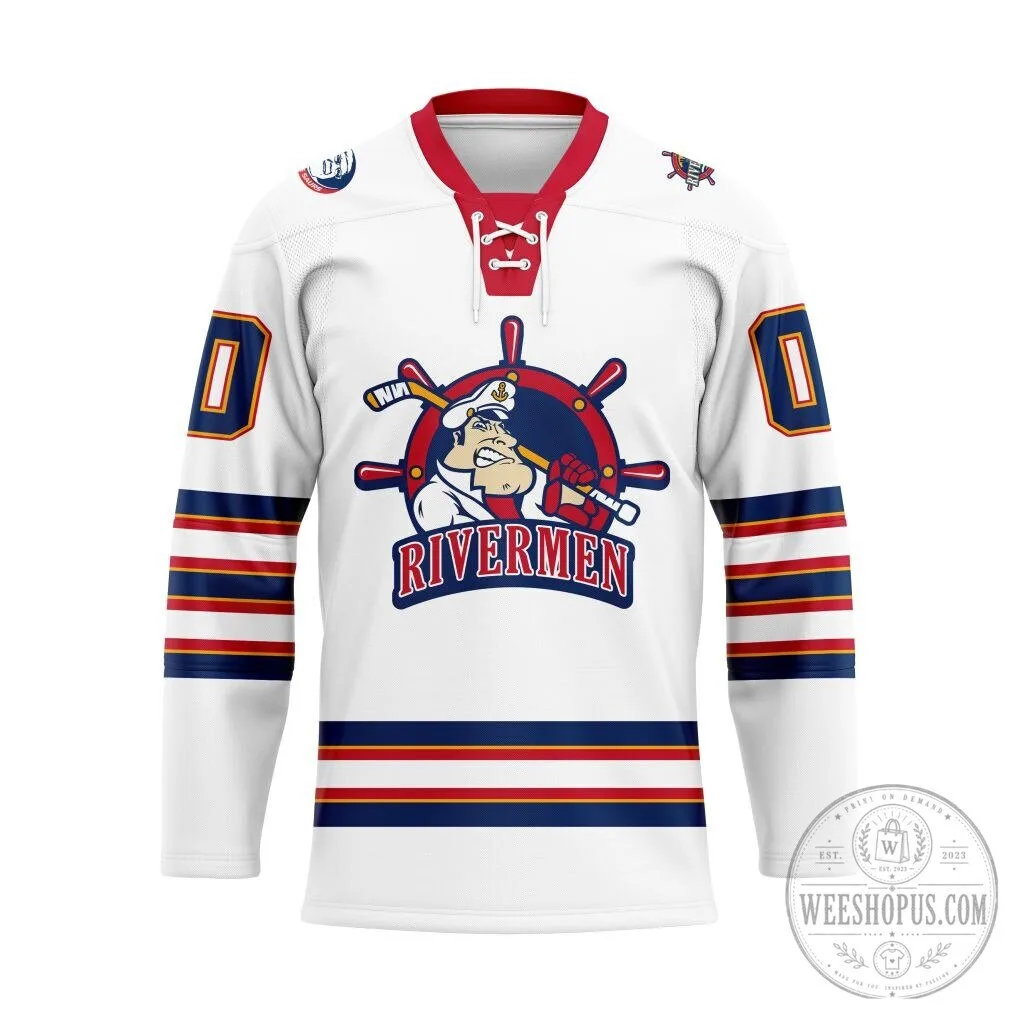 Peoria Rivermen SPHL White Lace Hockey Jersey