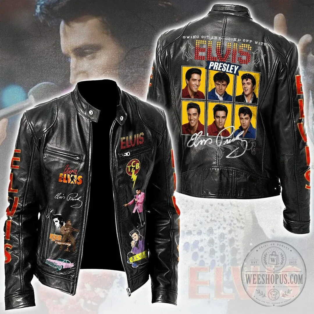 Elvis Presley Rock and Roll Music Legend Black Leather Jacket 5 Elvis Presley Rock and Roll Music Legend Black Leather Jacket