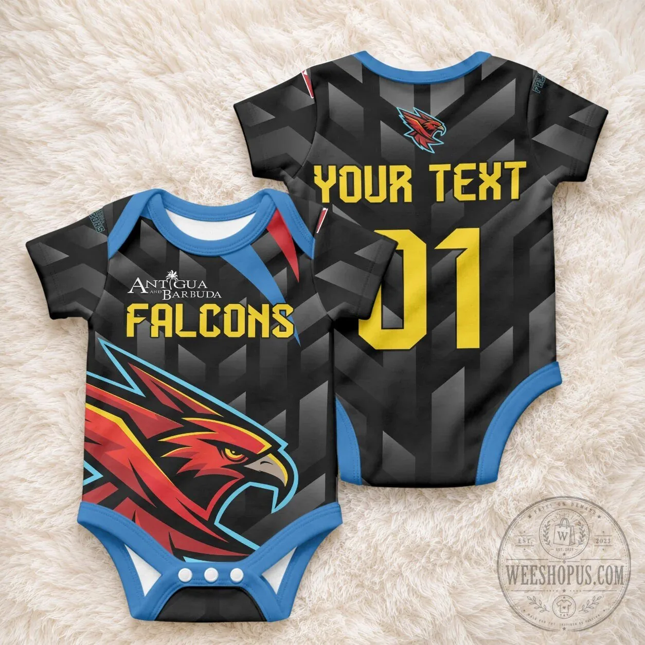 Antigua and Barbuda Falcons Cricket Team Baby Bodysuit 6 Antigua and Barbuda Falcons Cricket Team Baby Bodysuit
