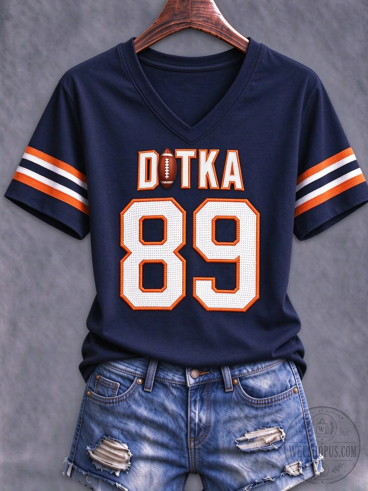 Dotka 89 Football Number V-Neck Short Sleeve T-Shirt 2 Dotka 89 Football Number V-Neck Short Sleeve T-Shirt