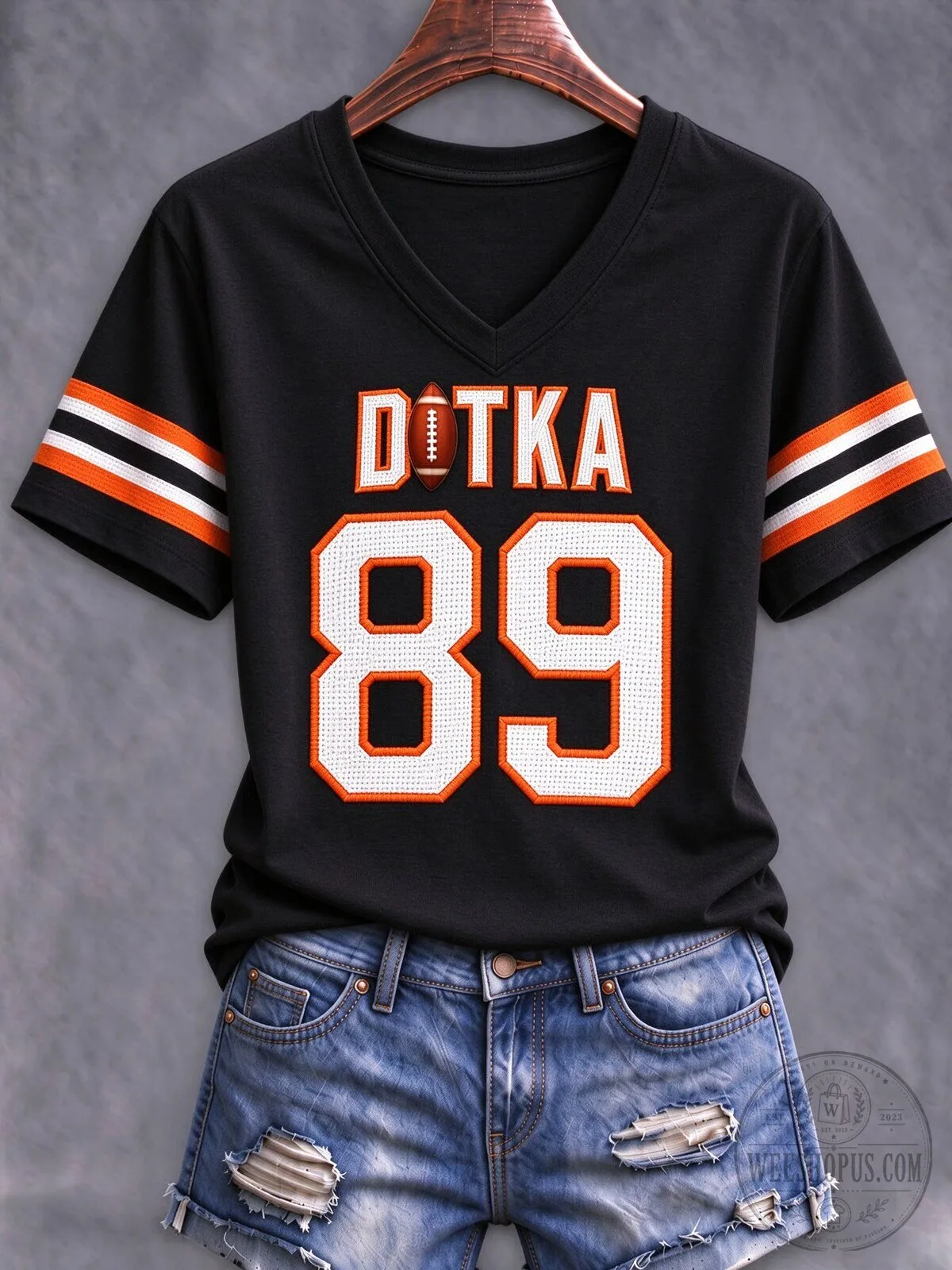 Dotka 89 Football Number V-Neck Short Sleeve T-Shirt 7 Dotka 89 Football Number V-Neck Short Sleeve T-Shirt