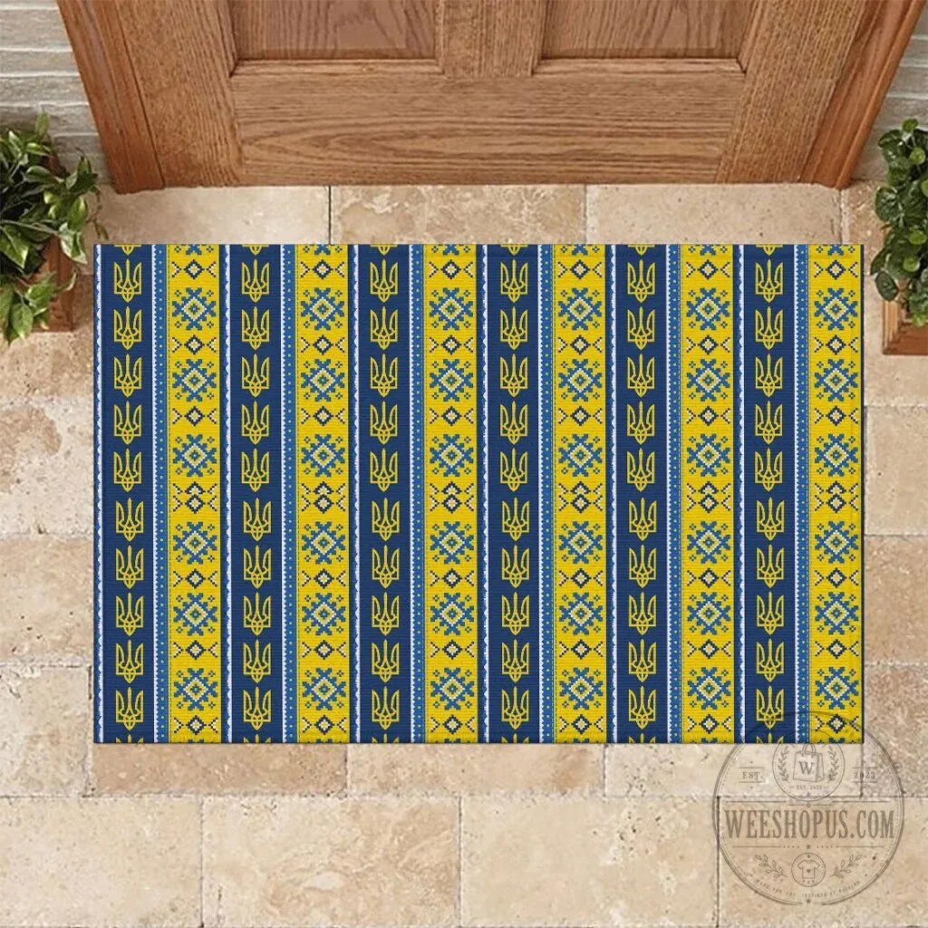 Ukrainian Trident Pattern Christmas Rubber Doormat 7 Ukrainian Trident Pattern Christmas Rubber Doormat