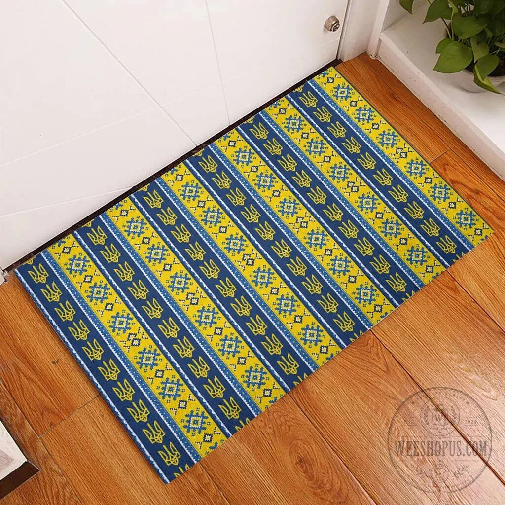 Ukrainian Trident Pattern Christmas Rubber Doormat 8 Ukrainian Trident Pattern Christmas Rubber Doormat