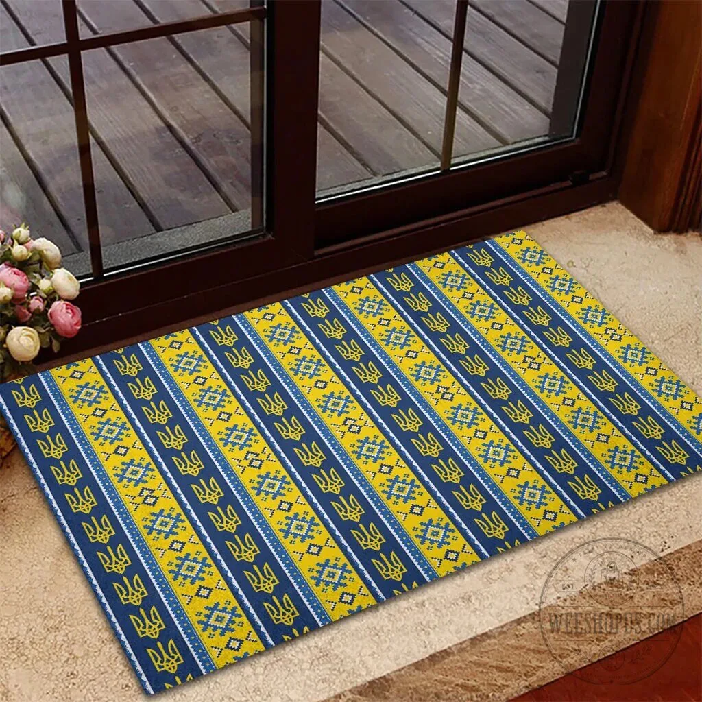 Ukrainian Trident Pattern Christmas Rubber Doormat 10 Ukrainian Trident Pattern Christmas Rubber Doormat