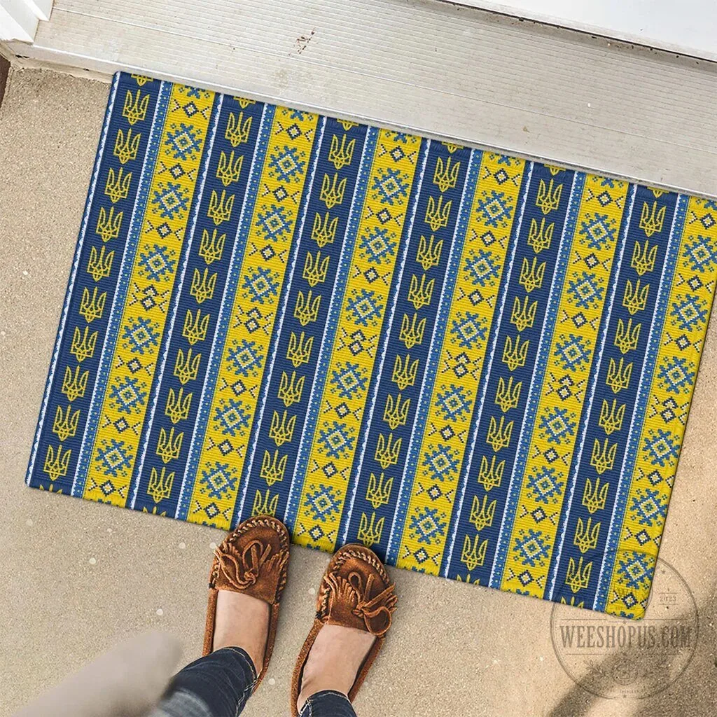 Ukrainian Trident Pattern Christmas Rubber Doormat 11 Ukrainian Trident Pattern Christmas Rubber Doormat
