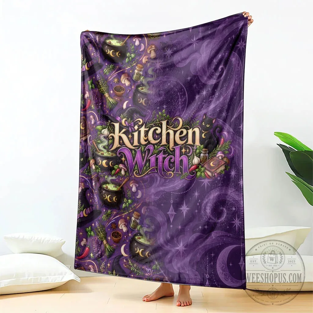 Kitchen Witch Mystical Wiccan Magic Herb Cauldron Black Cat Fleece Blanket 11 Kitchen Witch Mystical Wiccan Magic Herb Cauldron Black Cat Fleece Blanket