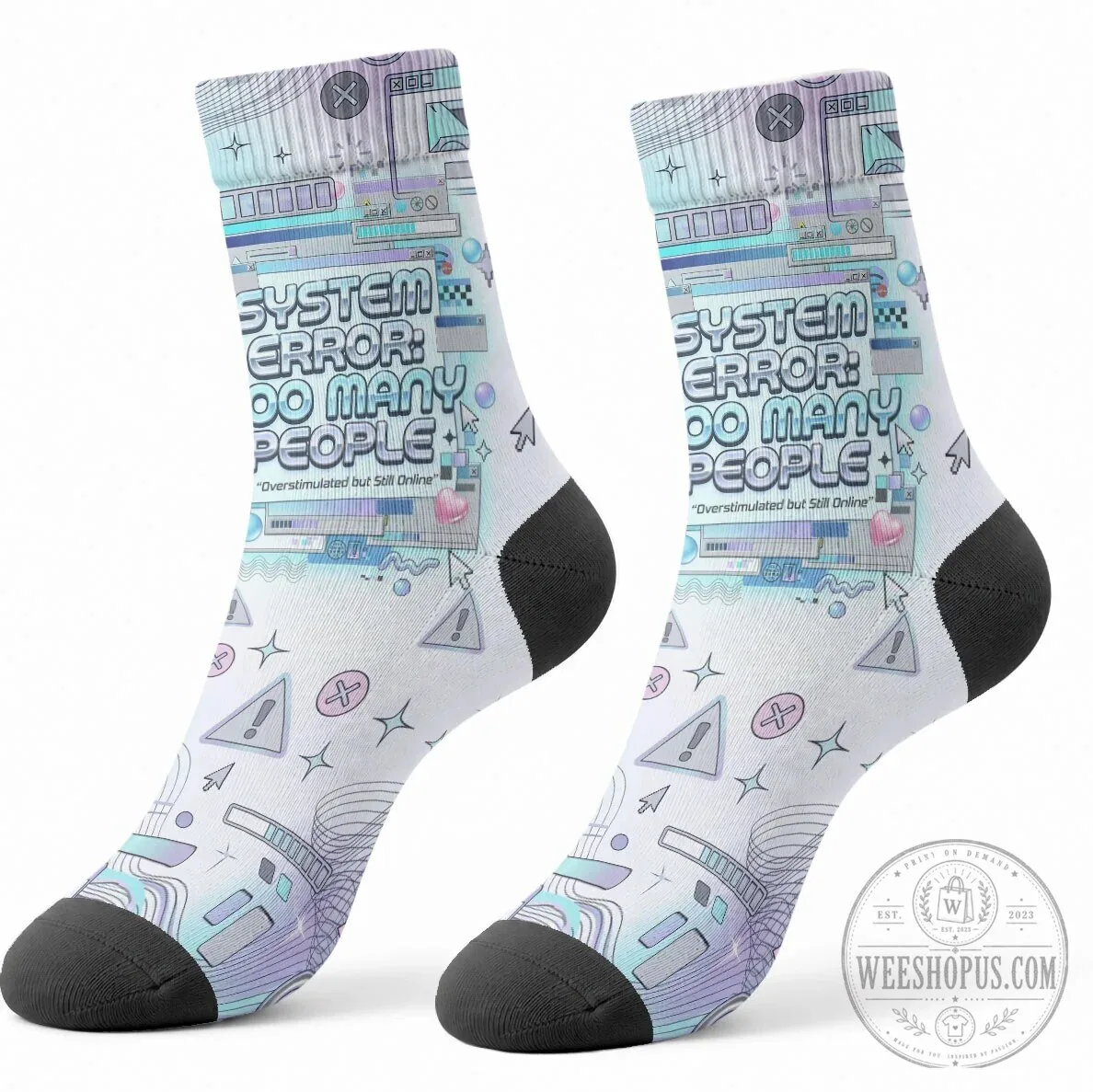 System Error Too Many People Y2K Retro Tech Computer Interface Cyber Aesthetic Socks 8 System Error Too Many People Y2K Retro Tech Computer Interface Cyber Aesthetic Socks