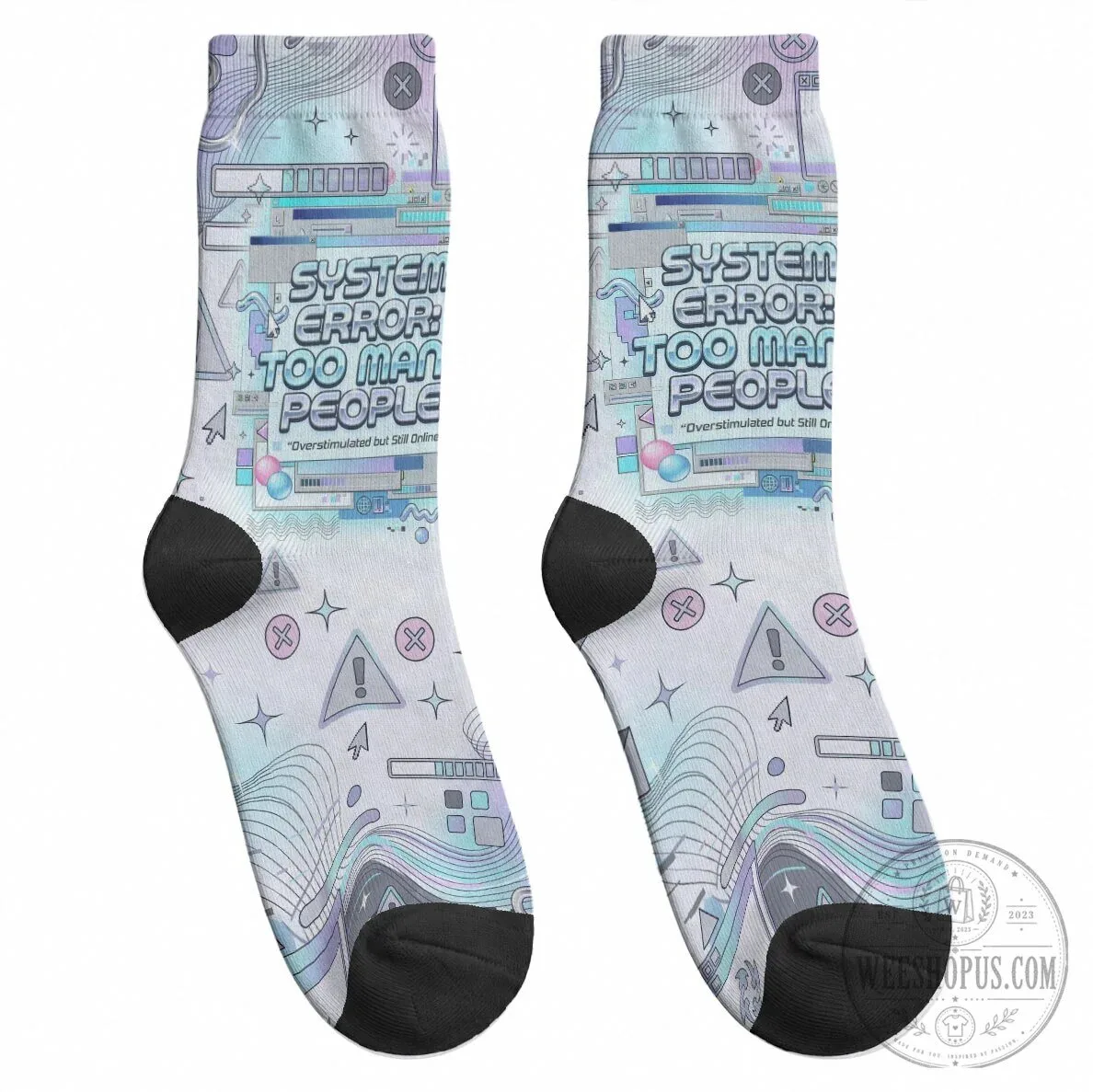 System Error Too Many People Y2K Retro Tech Computer Interface Cyber Aesthetic Socks 9 System Error Too Many People Y2K Retro Tech Computer Interface Cyber Aesthetic Socks