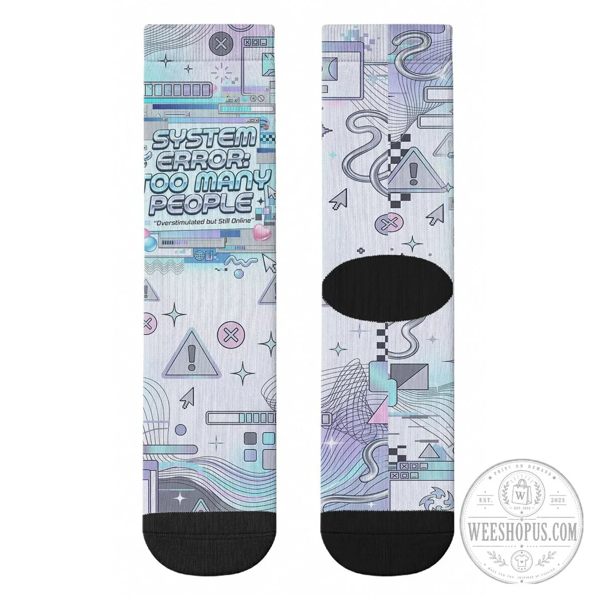 System Error Too Many People Y2K Retro Tech Computer Interface Cyber Aesthetic Socks 11 System Error Too Many People Y2K Retro Tech Computer Interface Cyber Aesthetic Socks