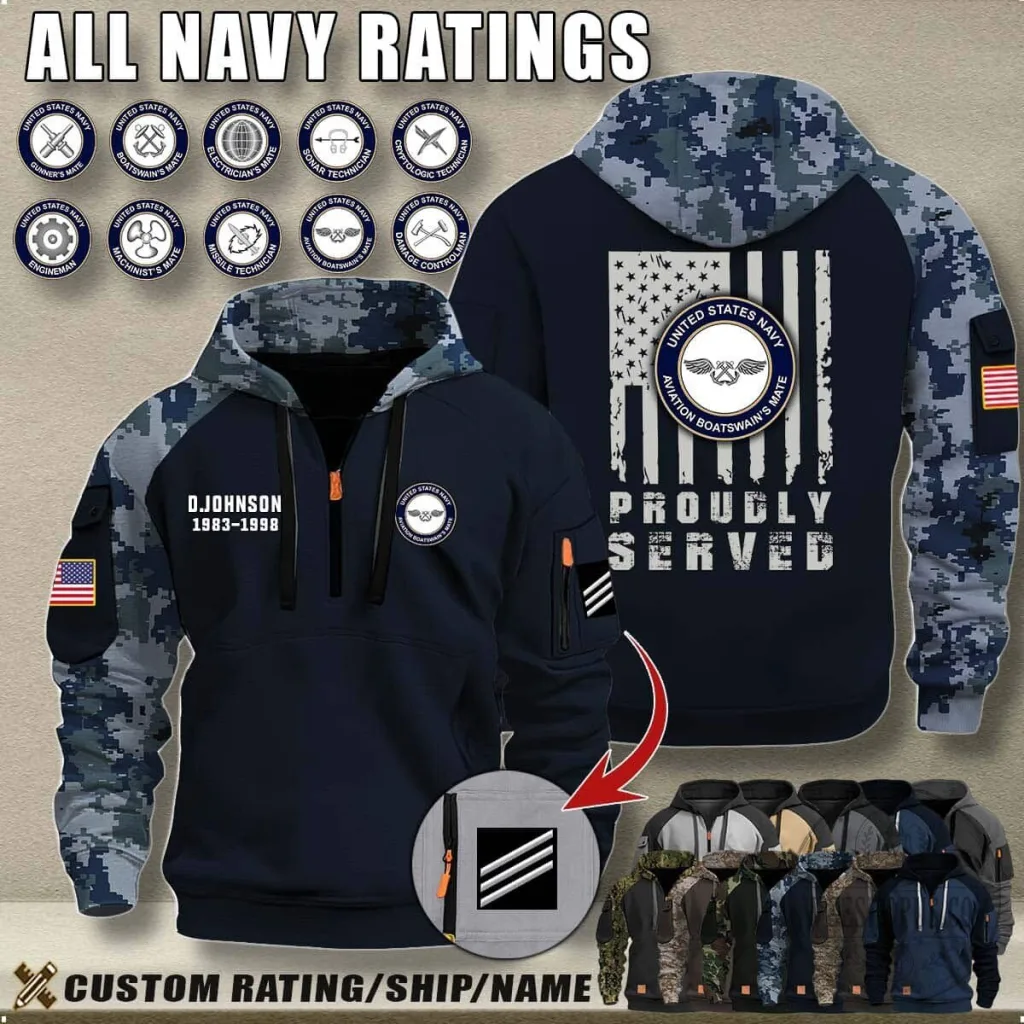 United States Navy Proudly Served Aviation Boatswain's Mate Camouflage Hoodie United States Navy Proudly Served Aviation Boatswain's Mate Camouflage Hoodie